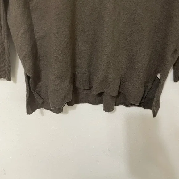 Maeve Anthropologie Women Medium Brown Wool Blend Ruffle 3/4 Sleeve Knit Sweater - Picture 5 of 5
